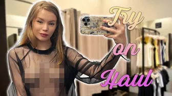 [4K] Transparent Try On Haul | See Through Outfits (No Bra Challenge)