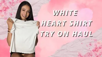 White Crop Shirt with Heart Design Try On Haul 2024 [4k]