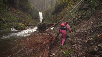 ASMR NATURE SOUNDS RELAXING WATERFALL VIEWS DURING RAIN STORM NO RAIN JACKET GOT SOAKED! #1