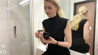 A girl in a black dress is getting ready for a party in the bathroom | Irina Kovych #4