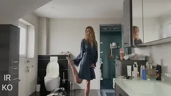 Pretty girl dancing home alone after a shower #5