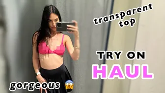 [4K] USA housewife Transparent Try on Haul amazing top | see trough fashion with Emma Elisson (2024) #1