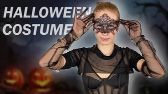 Halloween costume try on: Mask + gloves + bra = ?