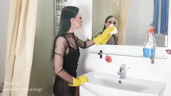 Rubber Gloves Cleaning - but my pants are too transparent ♥️♥️ #2