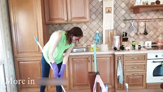 Sweeping floor in rubber gloves | Cleaning videos 2022 #4