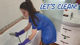 Bathroom cleaning routine in tights and my clean up dress! #1