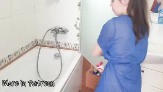 Bathroom cleaning routine in tights and my clean up dress! #2