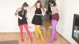 Try on many colored pantyhose Try on tights #2