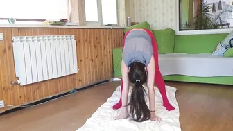 Stretching in red tights | Yoga #3