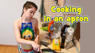 Cooking chicken and eggs in an apron #1