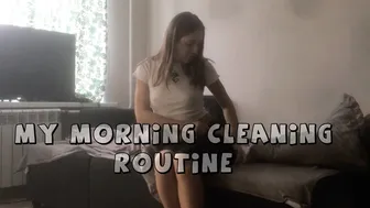 Morning cleaning routine with red rubber gloves #1