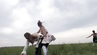 Gathering flowers in the field with Anya and Josie #2