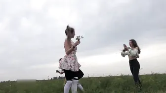 Gathering flowers in the field with Anya and Josie #4