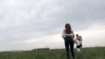 Gathering flowers in the field with Anya and Josie #5