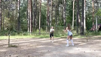 Playing volleyball with friend #2