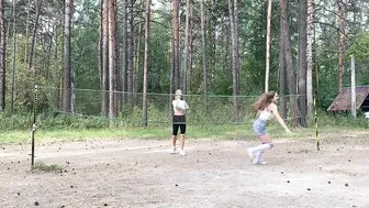 Playing volleyball with friend #3