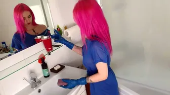 beautiful girl Bathroom cleaning in transparent shirt | hot looking girl in transparent dress #1