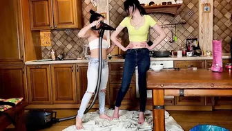 Vacuuming Each Other || tanya swizift fun with her friend video #5