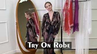 In English. Sheer Elegance: Trying on Stunning Transparent Robes for Every Occasion