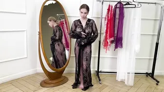 In English. Sheer Elegance: Trying on Stunning Transparent Robes for Every Occasion #4