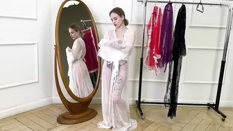 In English. Sheer Elegance: Trying on Stunning Transparent Robes for Every Occasion #5