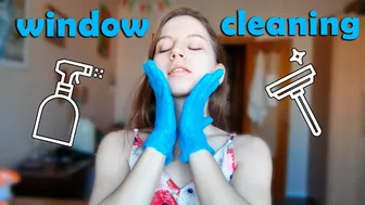 Window cleaning with disposable latex gloves #1