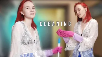 Wash the floor in a Lace robe