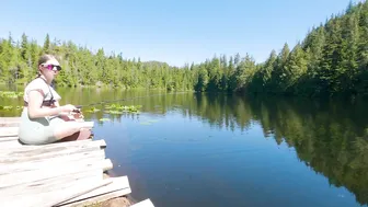 GIRL MOUNTAIN LAKE FISHING SILENT HIKING ASMR RELAXATION TO SOUNDS OF NATURE #3