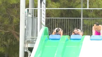 Girls And Real Fast Slides At The Waterpark Water World Lloret De Mar Spain #3