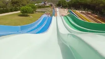 Who Will Win? Racing Slides At The Water World Waterpark SPAIN Lloret De Mar ♥️♥️ #4