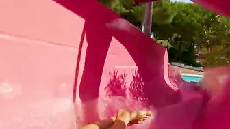 Red Water Slide At The Water World Waterpark Spain Lloret De Mar #4