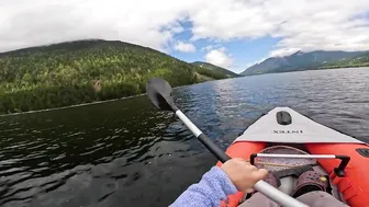 SOLO CAMPING at GLACIER LAKE IN REMOTE MOUNTAINS ASMR GIRL SWIMMING AND FISHING #2