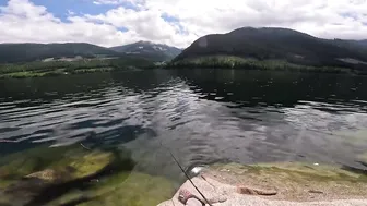 SOLO CAMPING at GLACIER LAKE IN REMOTE MOUNTAINS ASMR GIRL SWIMMING AND FISHING #3