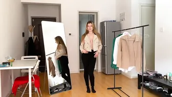 Trying on unbuttoned cardigans with nothing underneath #2