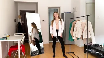 Trying on unbuttoned cardigans with nothing underneath #4