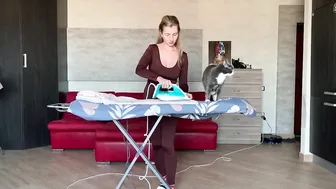 Usual chores: Ironing clothes with my cat! #4