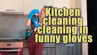 Kitchen cleaning | cleaning in funny gloves #1