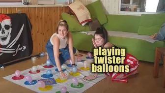 playing twister and popping balloons