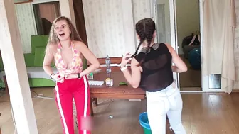 BEER PONG game challange || anya with josephine special video #4