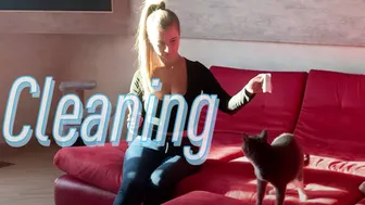 Cleaning sofa with my cat || anya p special video for fans