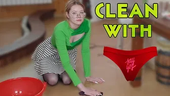 What did she use to mop the floor?! | Cleaning in skirt #1