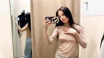 [4K] Transparent Outfits In Dressing Room | TRY ON HAUL shopping with Karina New clothes #3