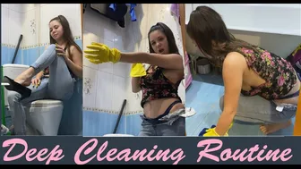 Kick off heels then deep cleaning routine in yellow gloves for P.J. - Josephine Stalin