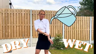 Transparent Business Blouse & Skirt: DRY vs Wet See-Through Challenge!