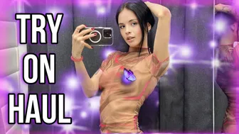 [4K] Transparent Outfits In Dressing Room | TRY ON HAUL with Karina