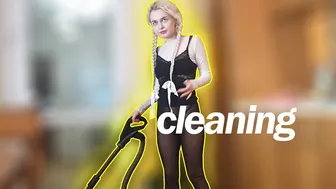 Cleaning Chaos: Vacuuming the Kitchen in See-Through Pants!