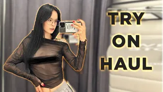 [4K] Transparent Outfits In Dressing Room | TRY ON HAUL shopping with Karina