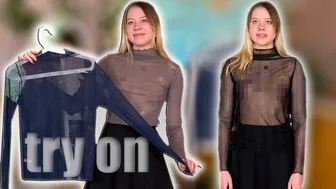 Trying on and reviewing transparent turtlenecks!