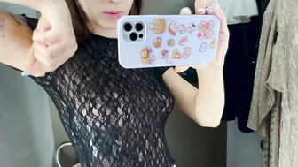 Try on Haul with Ruby [4K] See Through Black Mesh Top #2