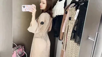 Transparent Golden Dress [4K] Try on Haul in the Mall #3